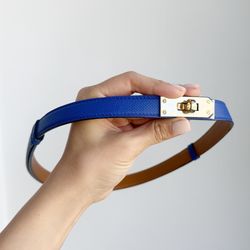 کمربند هرمس قفلی آبی کاربنی