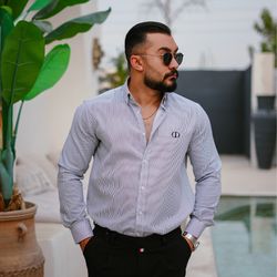 پیراهن راه راه پنبه کد 4041