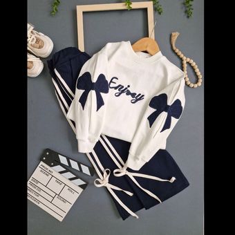 بلوز شلوار دخترانه پاپیون سایز 45 تا 65 سبز، قرمز، سرمه ای