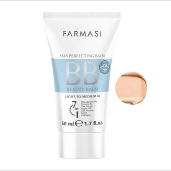 کرم پودر  بی بی فارماسی شماره02  رنگ روشن  تا متوسط |  Faemasi BB Cream Beauty Balm No 02 Light to Medium