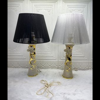 آباژور رومیزی سرامیکی شید بافت نخی اعلا