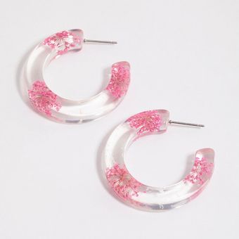 گوشواره حلقه ای گل خشک طبیعی