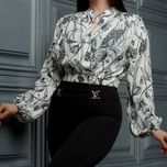 کراپ شومیز سفید طرح گل چپ و راستی پایین کش