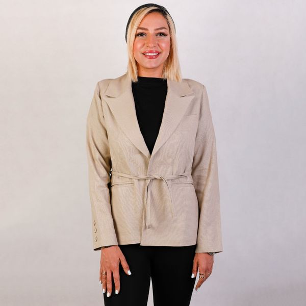 کت یقه انگلیسی کمردار