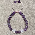 دستبند آمیتیست و قلب کریستال کوارتز