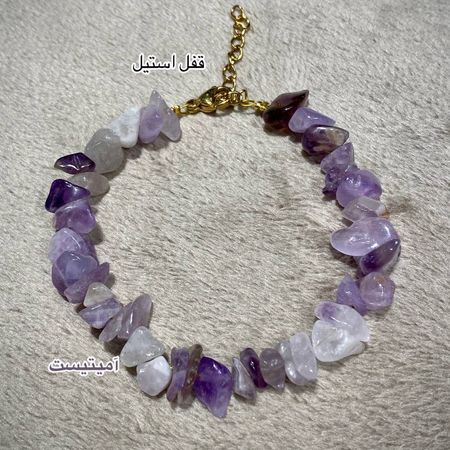 دستبند سنگ آمیتیست تراش دفرمه
