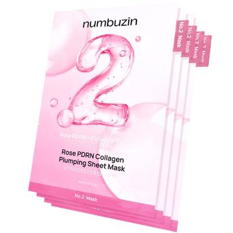 جعبه پنج عددی ماسک ورقه‌ای شماره 2 نامبوزین کلاژن‌ساز و حجیم‌کننده Numbuzin No.2 Rose PDRN Plumping