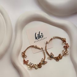 گوشواره حلقه ای پروانه (کد:0192)