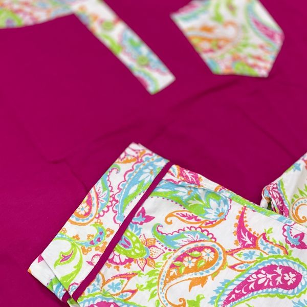 ست راحتی تیشرت شلوارک زنانه و دخترانه طرح بته جقه ای