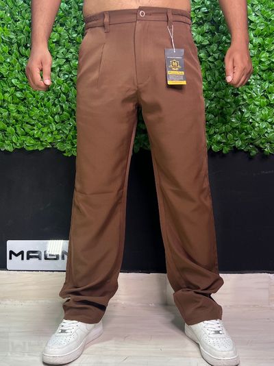 شلوار پارچه ای نیم بگ Massimo Dutti قهوه ای