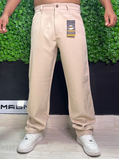 شلوار پارچه ای نیم بگ Massimo Dutti کرم روشن