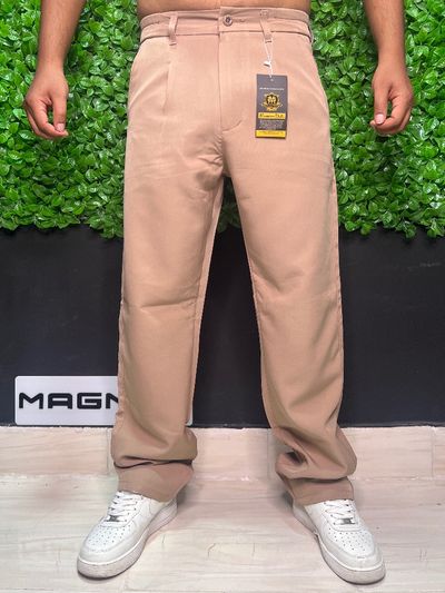 شلوار پارچه ای نیم بگ Massimo Dutti کرم