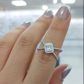 انگشتر لوکس امرالدکات نقره با آبکاری طلا سفید