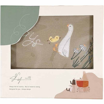 پتو بافت کلاهدار نوزادی لیزا Lisa طرح اردک و جوجه