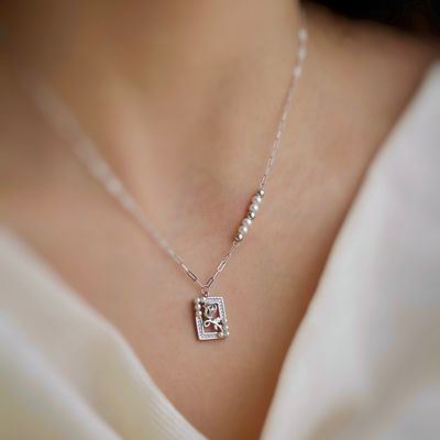 گردنبندنقره مینیمال رز مروارید