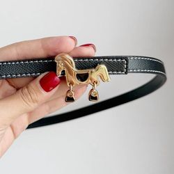 کمربند هرمس لوگو اسب (مشکی)