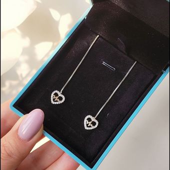 گوشواره بخیه طرح قلب - گوشواره بخیه دخترانه