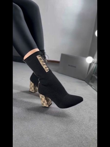 بوت بافتی پاشنه طرح گوچی