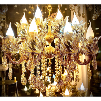 لوستر 20 شعبه دوگل کوچک سبک تمام برنز