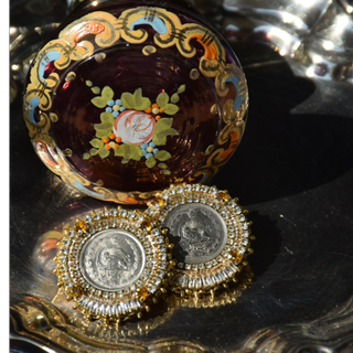 گوشواره سکه یک ریالی (عسلی)