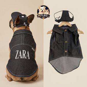 ست پیراهن و کلاه پسرانه مشکی جین انگلیسی Shaapet طرح ZARA | رنگ مشکی - سایز L