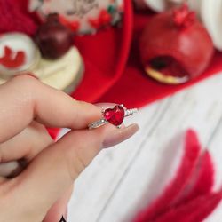 انگشتر نقره طرح قلب با آبکاری طلا سفید