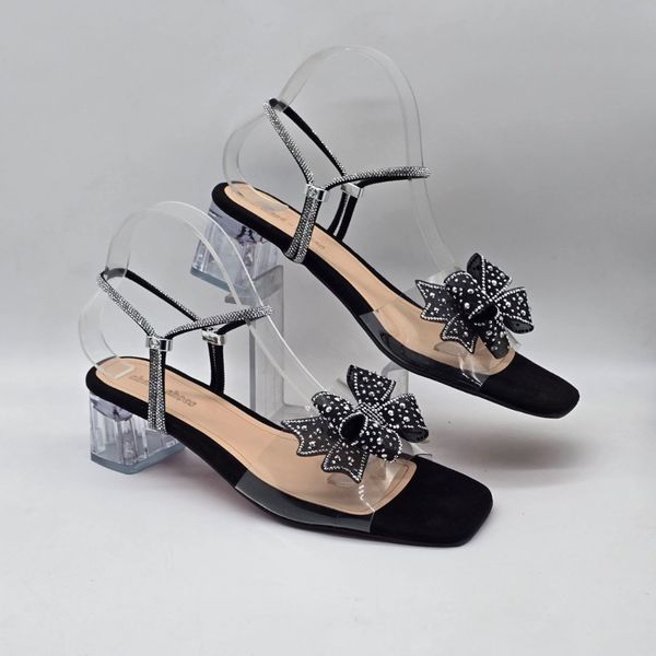 صندل مجلسی پاپیونی رویه شفاف پاشنه شیشه ای