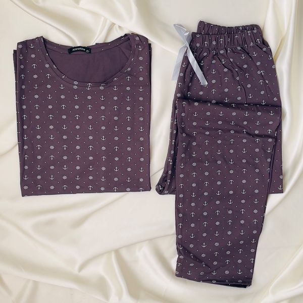 ست تیشرت و شلوار زنانه برند Attractive طرح لنگر | جنس نخ پنبه فری سایز