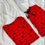 ست تیشرت و شلوار زنانه برند Attractive طرح قو مشکی (نخ پنبه - قرمز)