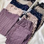 ست تیشرت و شلوار زنانه برند Attractive طرح گل لاله (نخ پنبه - رنگ سرمه‌ای)