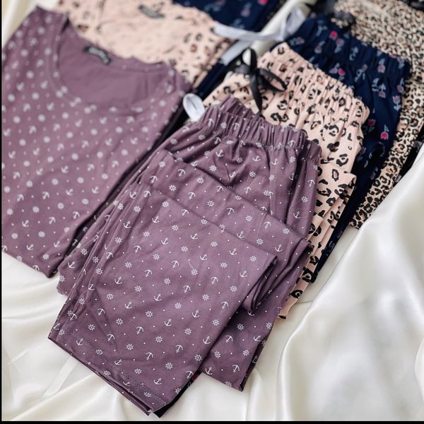 ست تیشرت و شلوار زنانه برند Attractive طرح لنگر | جنس نخ پنبه فری سایز