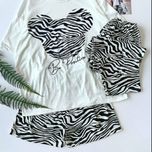 ست 3 تکه تیشرت، شلوار و شلوارک زنانه شین‌دخت طرح گورخری (Zebra)