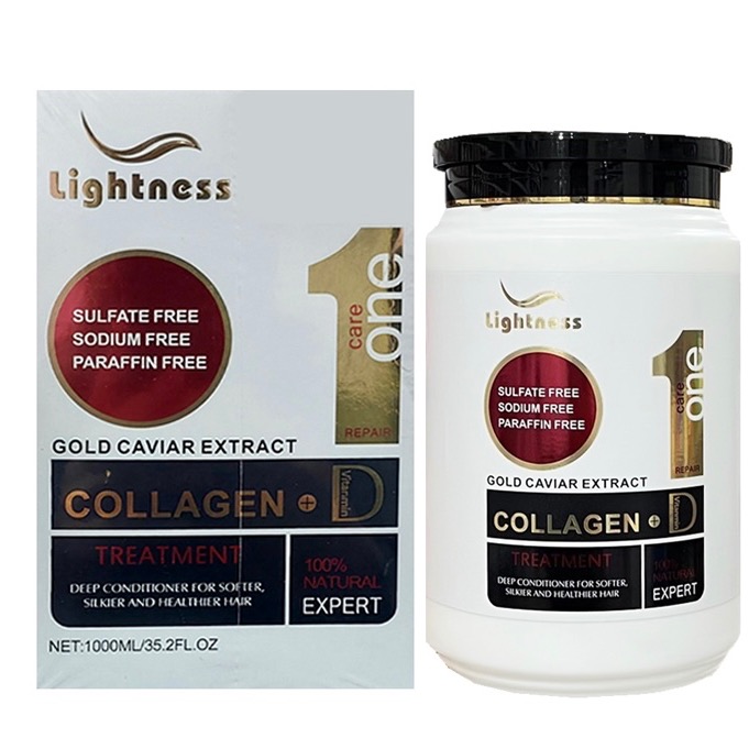 ماسک مو فاقد سولفات لایتنس مدل کلاژن حجم ۱۰۰۰ میلی لیتر Lightness Gold Caviar Extract Collagen کد محصول: ۲۱۰۰۸