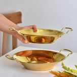 تابه استیل دو دسته  طلایی
