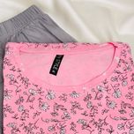 ست راحتی زنانه شین‌دخت؛ تیشرت XL طرح شاخه گل و شلوار طوسی فول‌کش