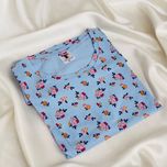 تیشرت نخی زنانه طرح گلگلی آبی برند T&Your (نرم و لطیف)