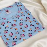 تیشرت نخی زنانه طرح گلگلی آبی برند T&Your (نرم و لطیف)