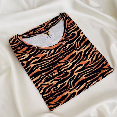 تیشرت نخ پنبه T&Your طرح ببری فانتزی (سایزبندی S, M, L)