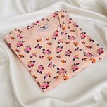 تیشرت نخ پنبه T&Your طرح گلگلی زمینه گلبهی (سایز S و M)