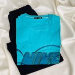 ست تیشرت و شلوارک سایز بزرگ برند Pagani: تیشرت آبی طرح نایک و شلوارک مشکی (نخ پنبه)