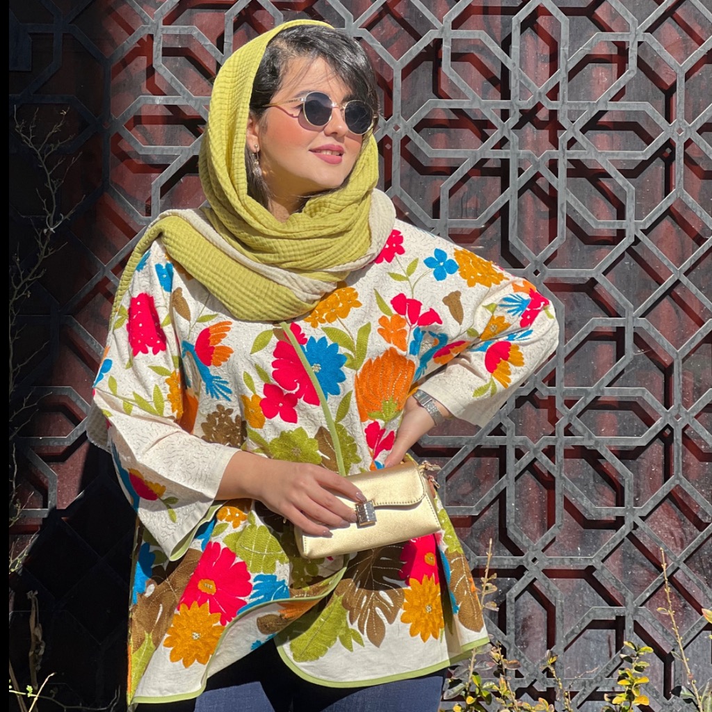 کت لینین گلدوزی کرم