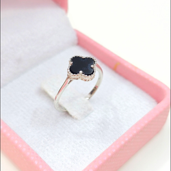 انگشتر ونکلیف نقره با آبکاری طلا سفید