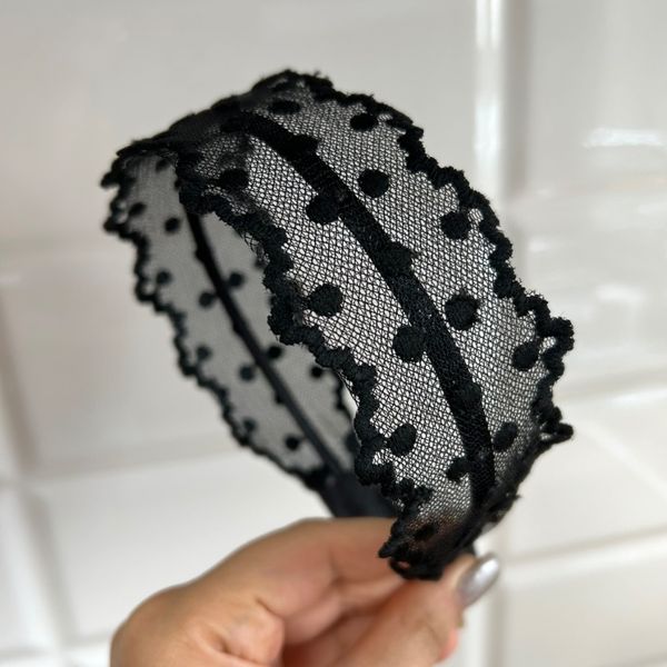 تل مو زنانه مدل تور خال‌دار لبه دالبری Lace-Dot-01