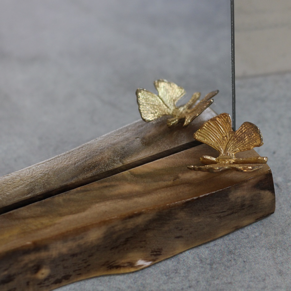 آینه رومیزی پایه چوبی مدل پروانه