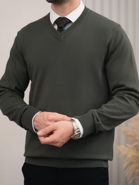 بافت یقه هفت سبز زیتونی sh407