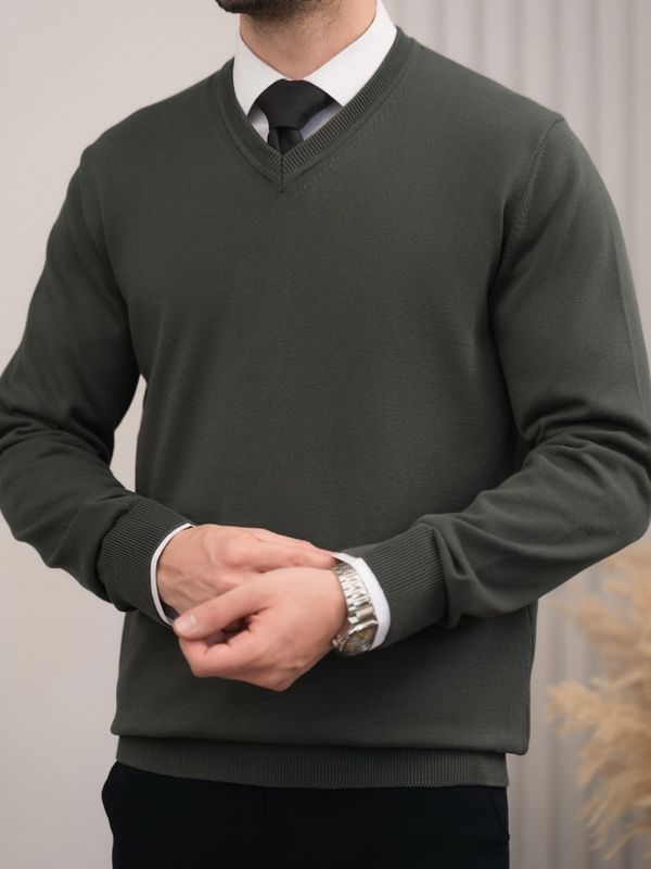 بافت یقه هفت سبز زیتونی sh407