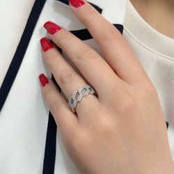 انگشتر کارتیر نقره با آبکاری طلا سفید