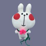 خرگوش لبخند با شالگردن طرح گل ارتفاع 27 سانتی متر