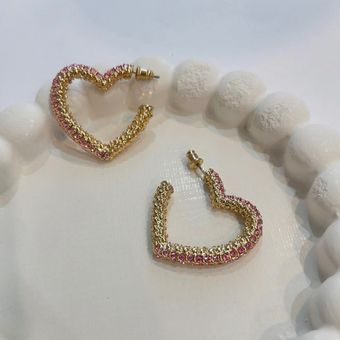 گوشواره طرح قلب(نگین صورتی)