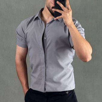 پیراهن دوشین آستین کوتاه طوسی 2003